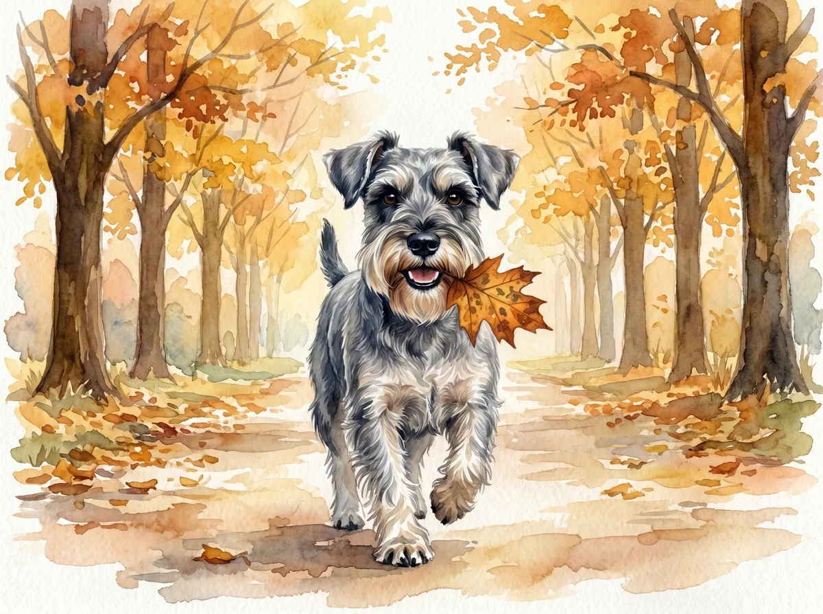Miniature Schnauzer watercolor calendar month 9
